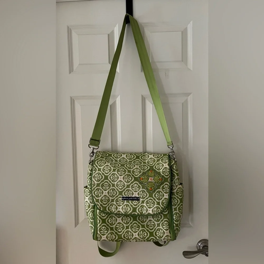 Petunia Pickle Bottom Boxy Backpack Diaper Bag Crossbody option bohemian green